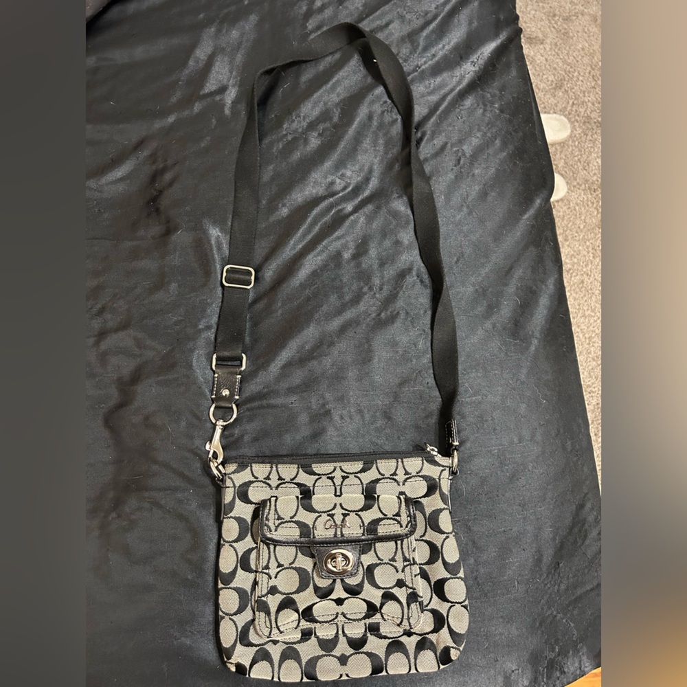 Coach Monogram Black and Gray Crossbody Bag